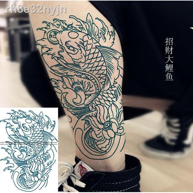 ( Sẵn)☬✗❖Dòng hoa sen phong phú cá không thấm nước dán hình xăm nam và nữ lâu dài cá chép koi cánh tay hoa cánh tay bắp