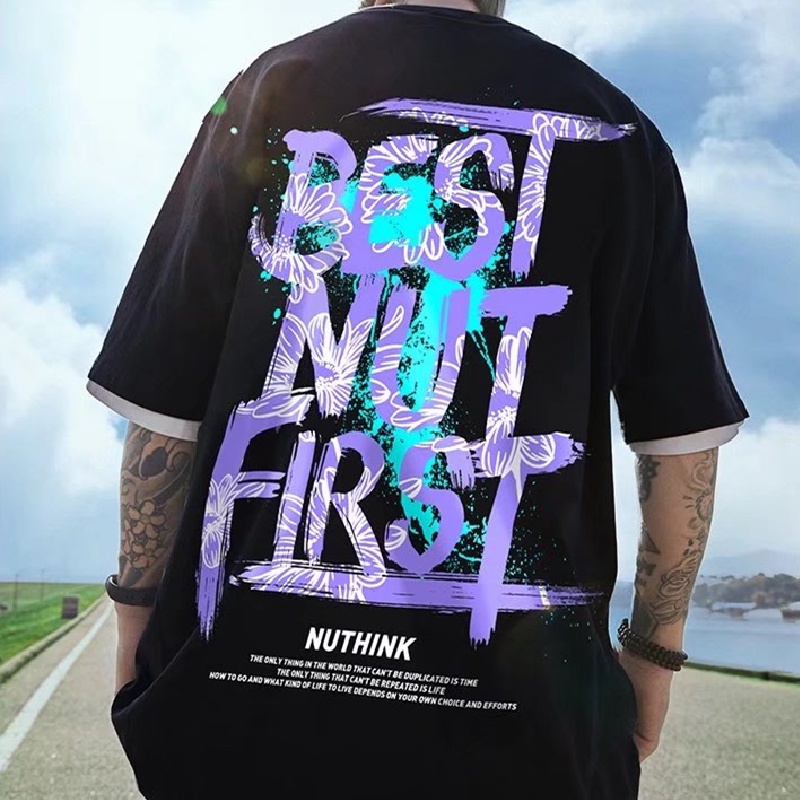 Áo Thun Tay Ngắn Dáng Rộng In Chữ M-8XL Thời Trang Mùa Hè Mới Cho Nam