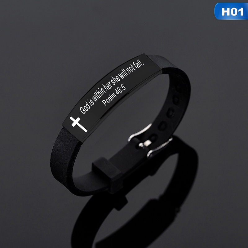 Bbyter Vòng Tay Silicone Khắc Chữ Thập Chúa Jesus Bằng Thép Titan