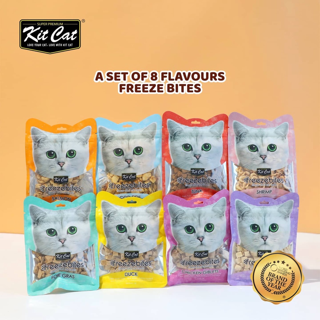 Thịt sấy cho mèo Kit cat freeze bites 15g, thức ăn snack kitcat vặt cho mèo Con Mèo Xiêm