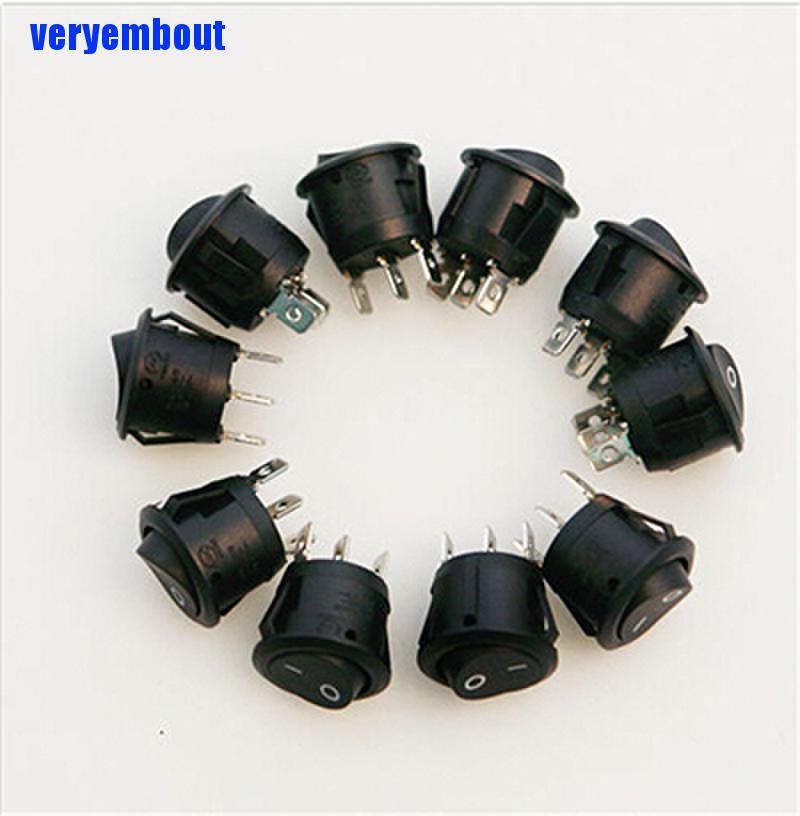 1 Công Tắc ON / OFF Hình Tròn Mini 3 Chấu Màu Đen