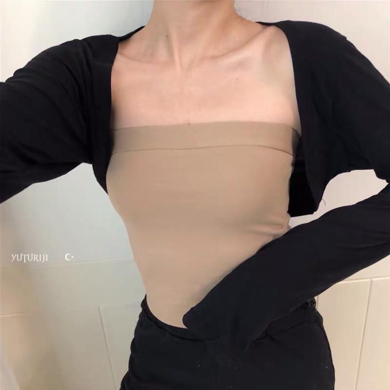 áo len croptop cardigan khoác mỏng cánh tay sexy - ko kèm áo trong (1863#)