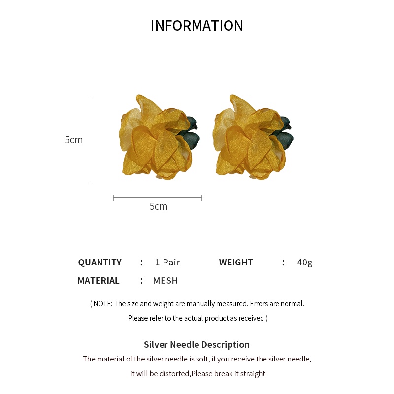 DREJEW Khuyên tai  bạc họa tiết hoa thời trang cho nữ