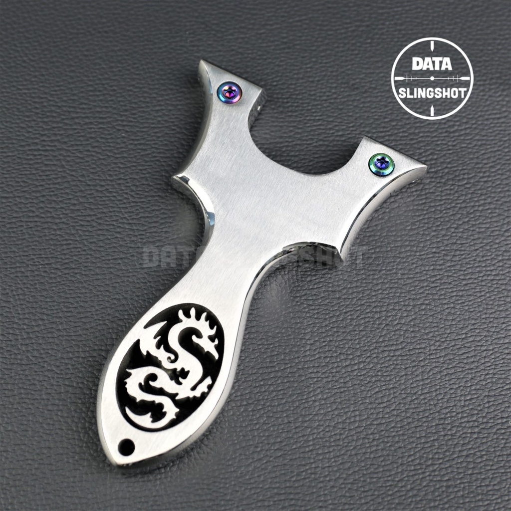 Ná Cao Su Inox CNC Ná Rồng Chạc 7 Mài Bo Cạnh Hoàn Thiện gắn sẵn 2 ốc Titan - Chạc kẹp bắn thun dẹt - DATA SlingShot