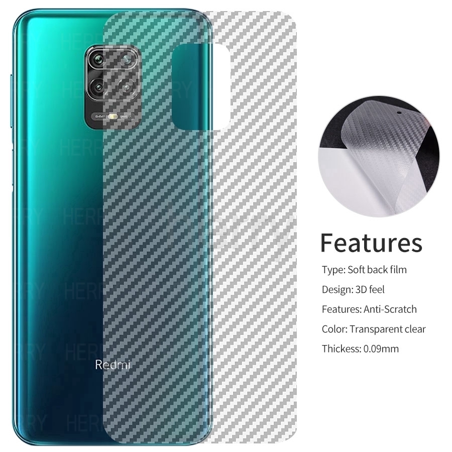 [Mua 1 Tặng 1] Phim Lưng Trong Suốt Toàn Màn Hình Sợi Carbon Mềm Màng Xiaomi Mi Redmi Note 10 9 9s 8 7 Pro 10T 9T 9A 9C 8A 6A K40 K30 K20 Pocophone F1 Poco F3 M3 X3 NFC Trong suốt trở lại Bảo vệ màn hình