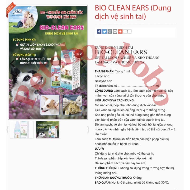 BIO CLEAN EARS (Dung dịch vệ sinh tai) 50ml GIỮ TAI LUÔN SẠCH SẼ VÀ KHÔ THOÁNG - LÀM SẠCH VÀ KHỬ MÙI HÔI TAI