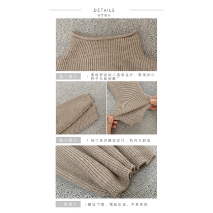 Áo len cổ cao dáng rộng phong cách Hàn Quốc cho nữ