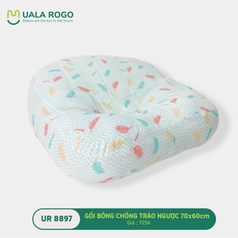 UR 8812-Tặng kèm bao gối- Gối bông chống trào ngược vỏ cotton 70x60cm cho bé nằm chống nôn trớ