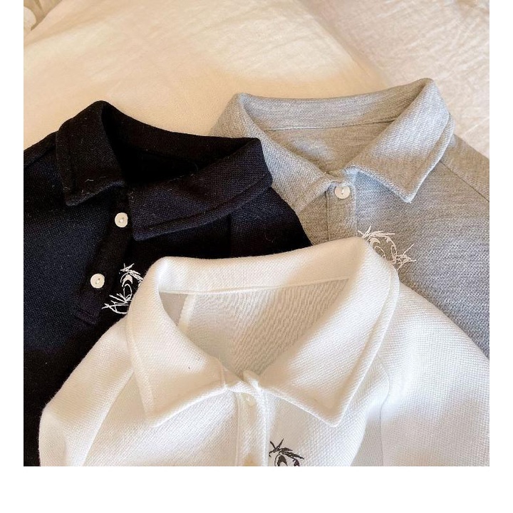 Áo polo Dài Tay Chất Liệu Cotton Cao Cấp Thời Trang Mùa Thu Theo Phong Cách Hàn Quốc Cho Bé Trai