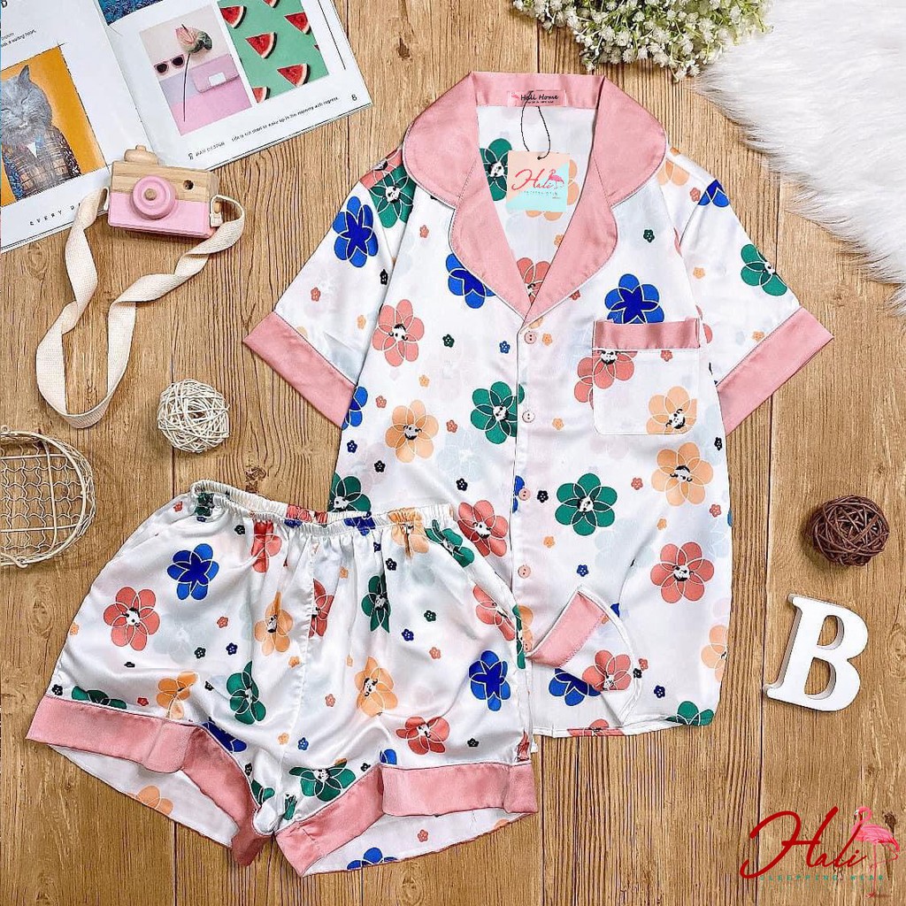 Bộ ngủ đùi pijama lụa satin 2