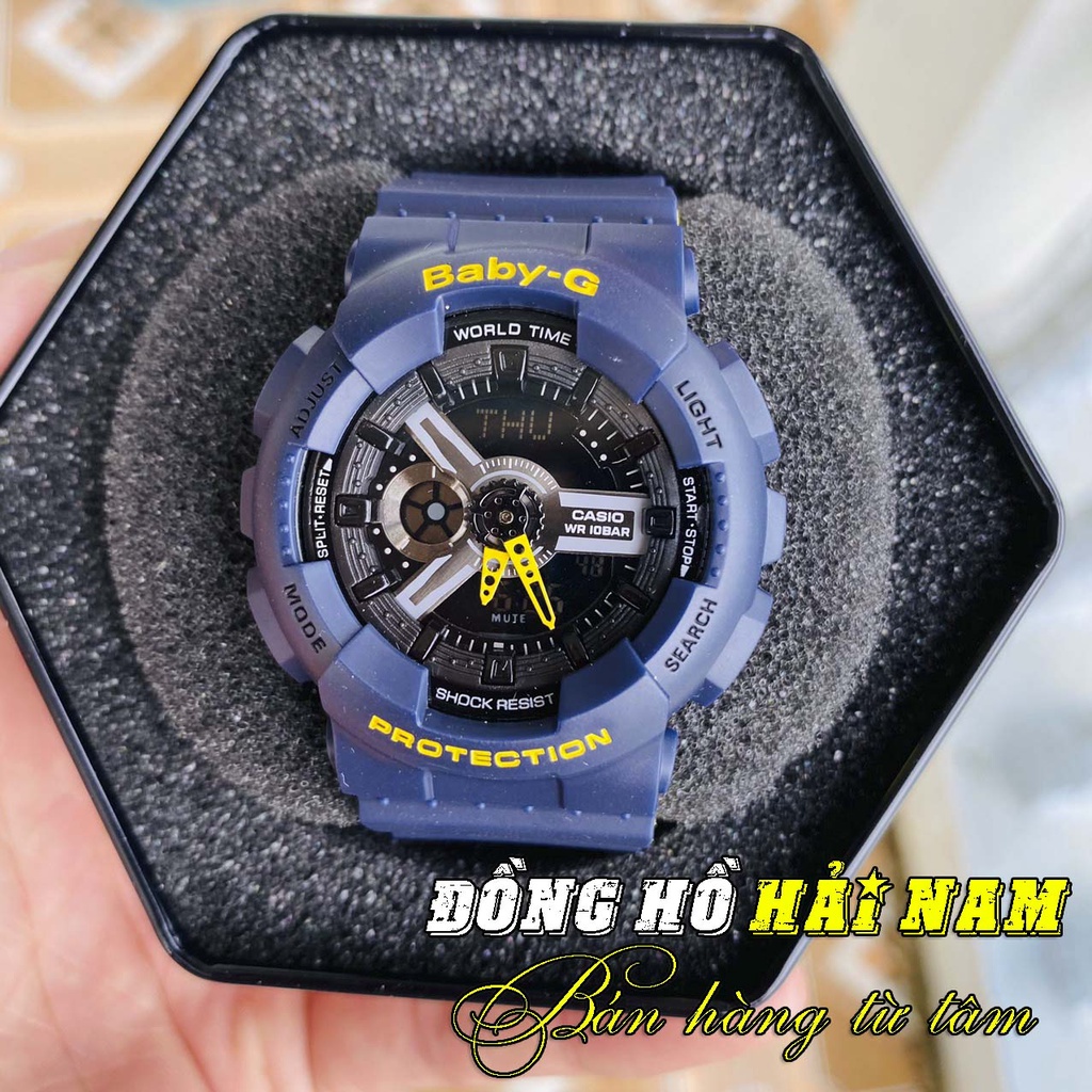 Đồng hồ nữ Casio Baby-G BA-110RG-1A Mặt 38mm,dây cao su,chống sốc,chống nước,hiển thị kép kim điện tử.