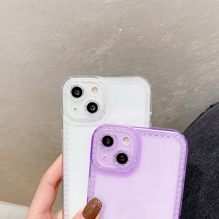 Ốp Lưng Iphone Màu - Viền Nhũ- Bảo vệ Camera - Thiết kế &quot; Sang trọng&quot; Bắt mắt .Từ Iphone 7 Plus -13 Pro Max Educase