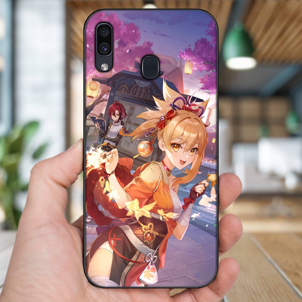 Ốp lưng Samsung A20, A30, A40, M20 viền đen in hình Yoimiya Genshin Impact