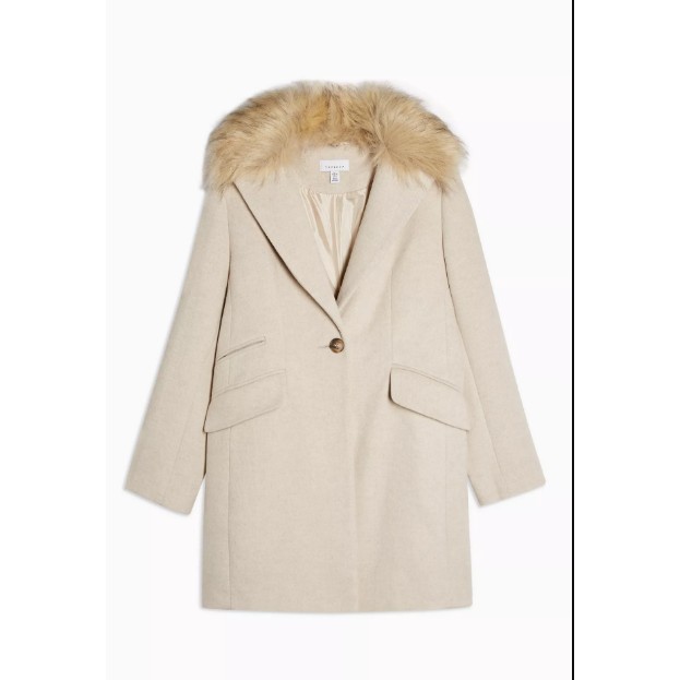 Áo khoác Portmans Herringbone Faux Fur Collar Coat