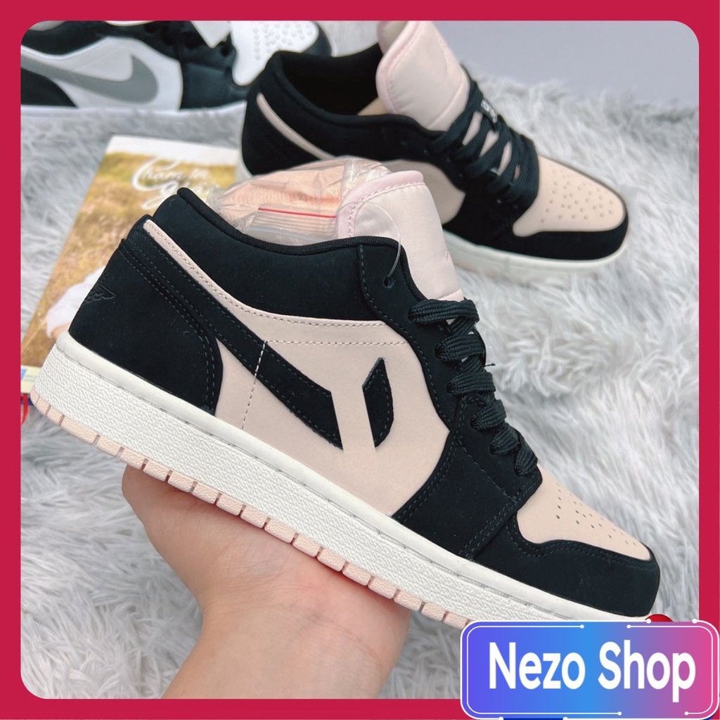 Giày 𝐉𝐨𝐫𝐝𝐚𝐧 1 low hồng đen nam nữ, Giày 𝐉𝐨𝐫𝐝𝐚𝐧 1 Low Black Guava Ice đen hồng bản đẹp full box bill