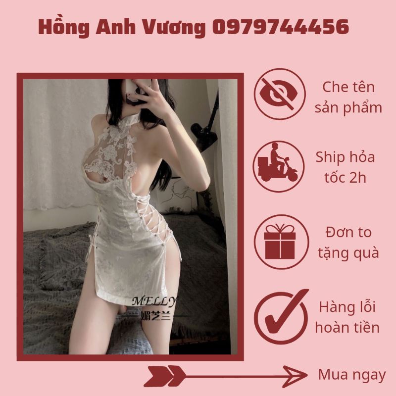 sườn xám cosplay cô gái trung hoa đan dây sexy gợi cảm
