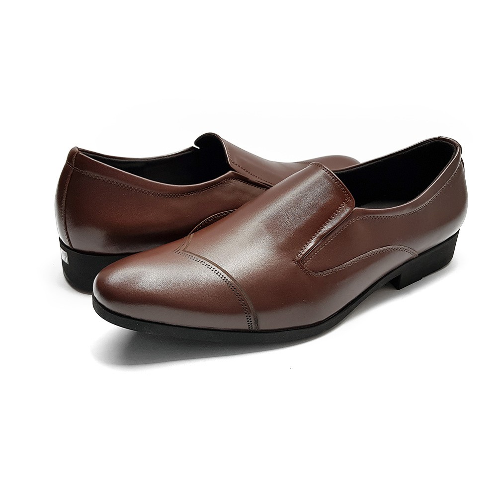 Giày lười nam mũi nhọn da bò thật CS08