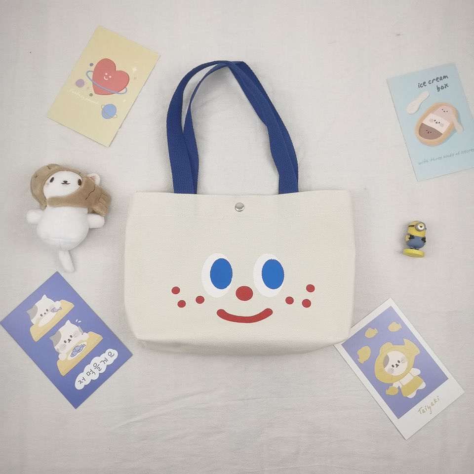 Túi Xách Vải Canvas Mini In Hoạt Hình Dễ Thương