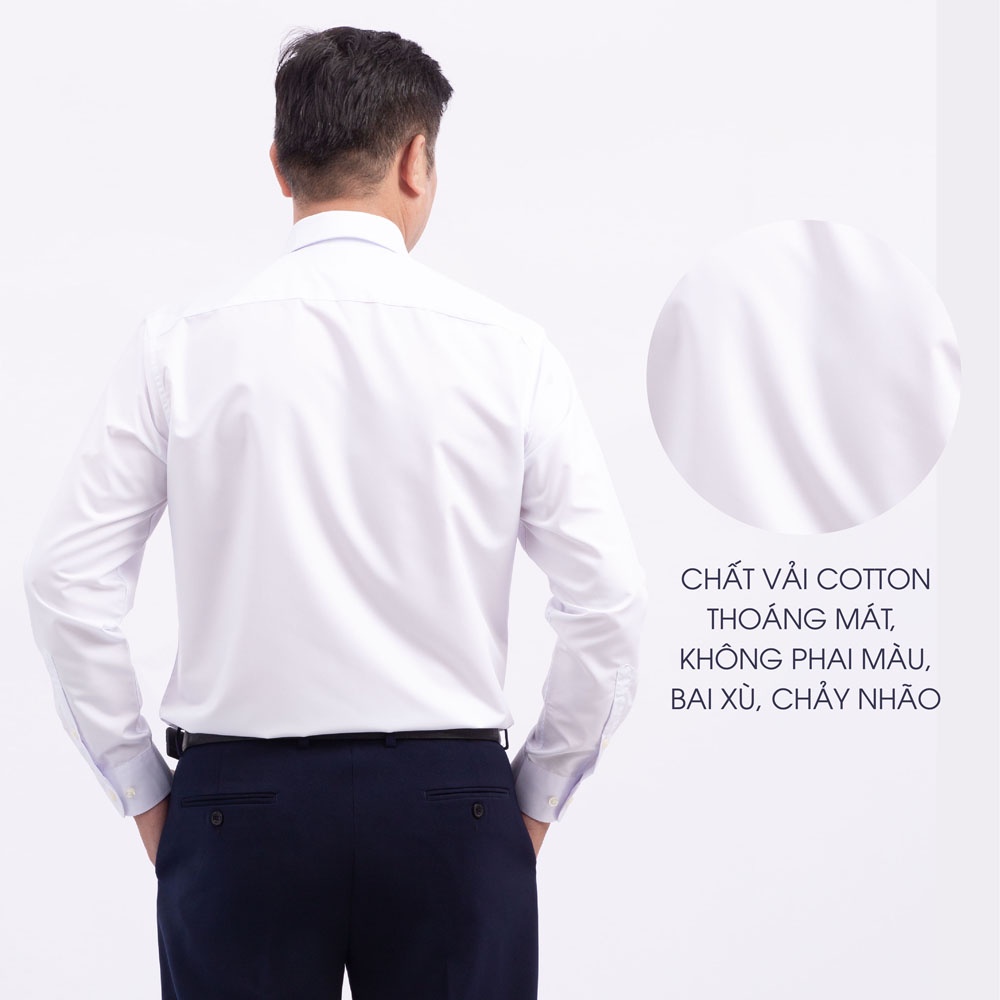 Áo Sơ Mi Nam Công Sở Trung Niên ANCHI Classic Trơn Dài Tay Vải Cotton Có Túi Ngực