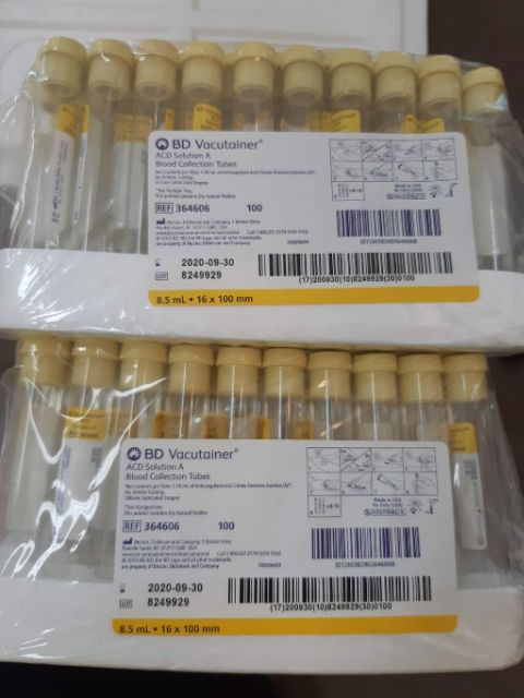 🇱🇷🇱🇷100 ỐNG NGHIỆM CHÂN KHÔNG CHỐNG ĐÔNG 8.5ml HÀNG MĨ ACD PRP DATE 2022