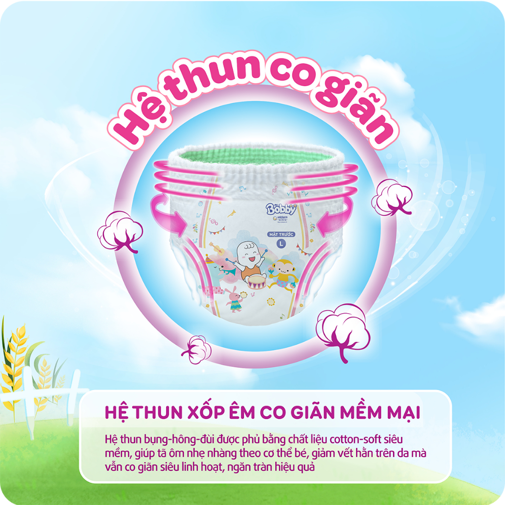 [MKB Gift] Tã/bỉm quần Bobby 3mm Gạo non Giảm nhiệt M/L 2 miếng