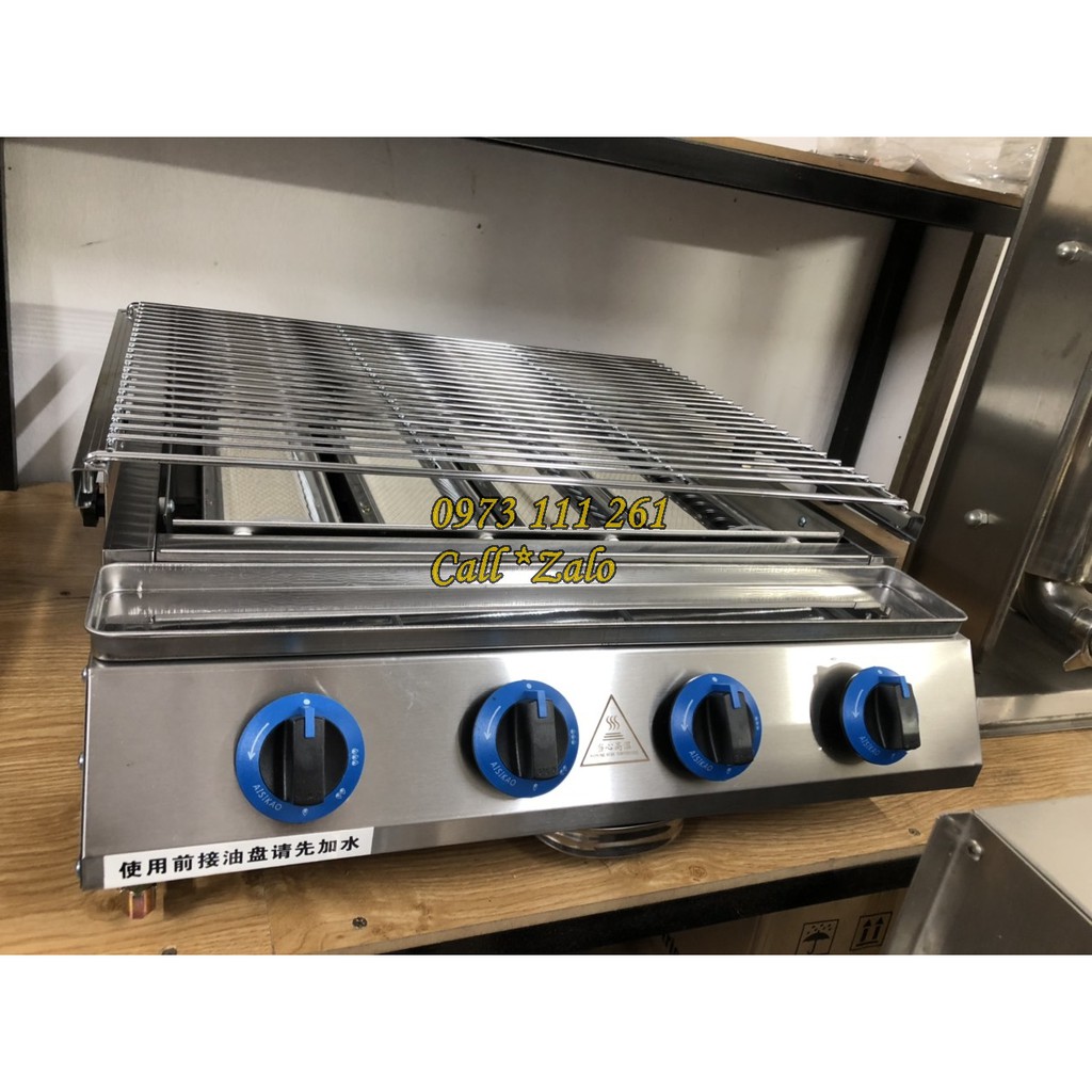 Mua Bếp nướng BBQ 4 họng INOX đầu đốt to dùng gas, bếp nướng hàu dùng ...