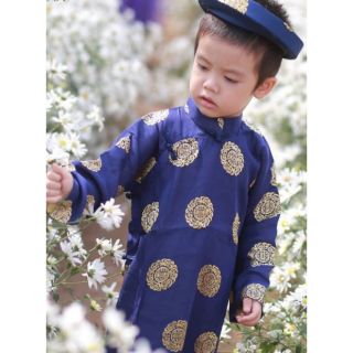 Áo dài gấm Thái Tuấn bé trai kèm mấn