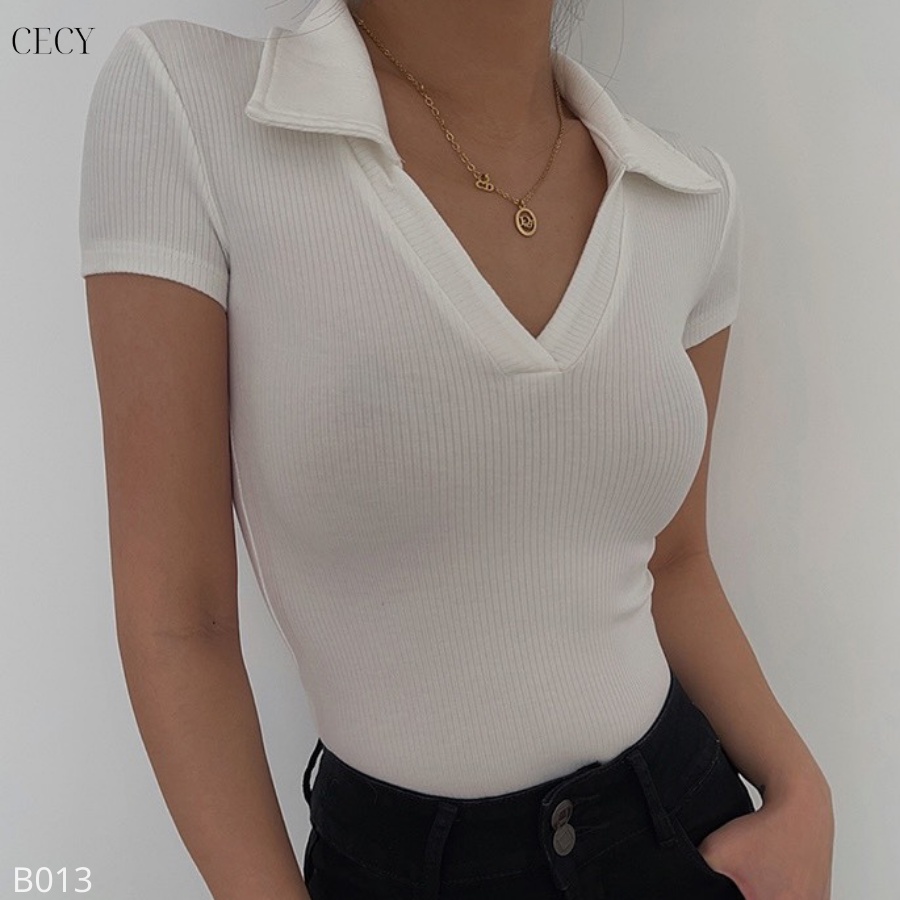 Áo polo Bodysuit Nữ CECY Thun Cotton, Áo Thun Polo Body Ôm Sát Quyến Rũ, áo cổ V, áo cổ bẻ, áo liền thân B013 | BigBuy360 - bigbuy360.vn