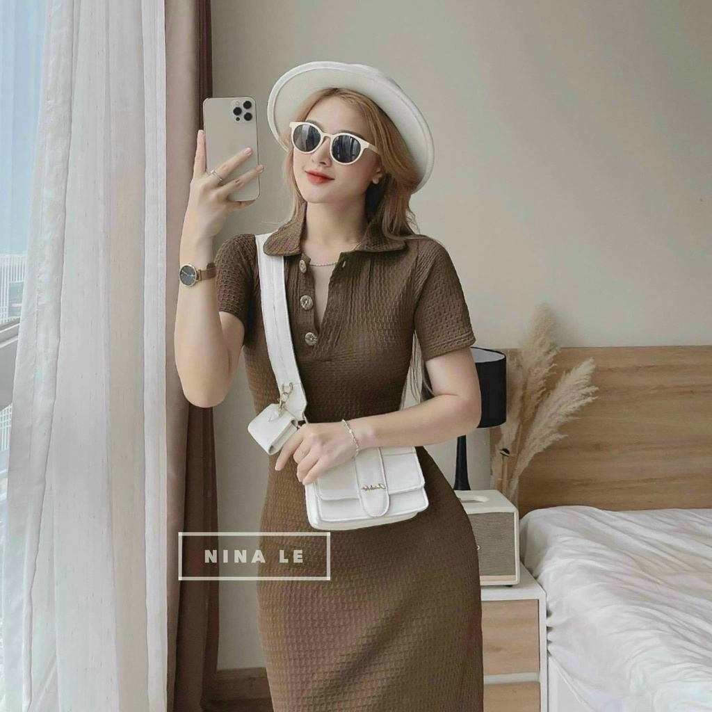 Đầm váy nữ body tôn dáng cổ sơ mi siêu xinh nhiều màu trẻ trung dạ phố, đi chơi dự tiệc