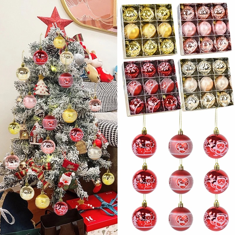 Hộp 9 Trái Châu Trang Trí Cây Thông Giáng Sinh Năm Mới