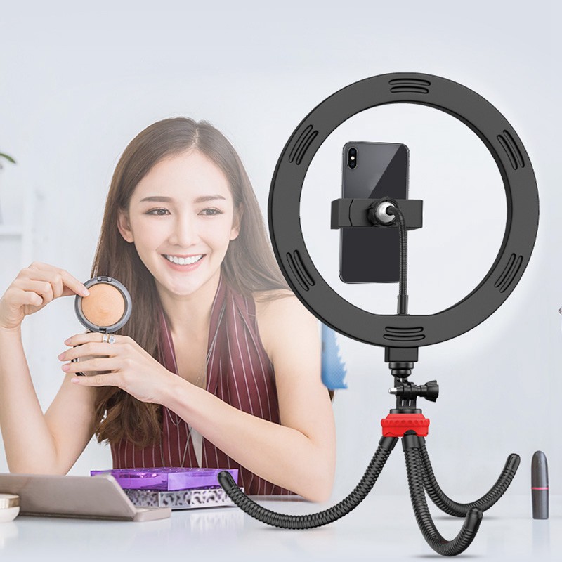 Chân Máy Ảnh Tripod Có Đèn Led Điều Khiển Từ Xa Xoay 360 Độ