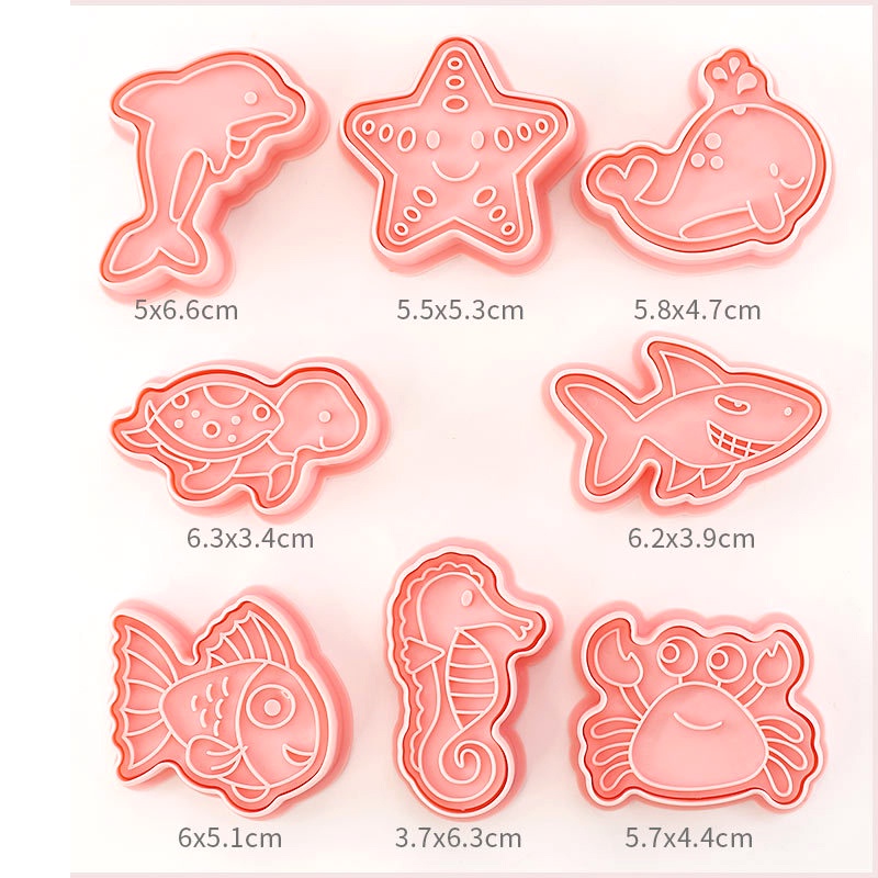 Set 8 Khuôn Làm Bánh Quy Tạo Hình Sinh Vật Biển 3D Dễ Thương