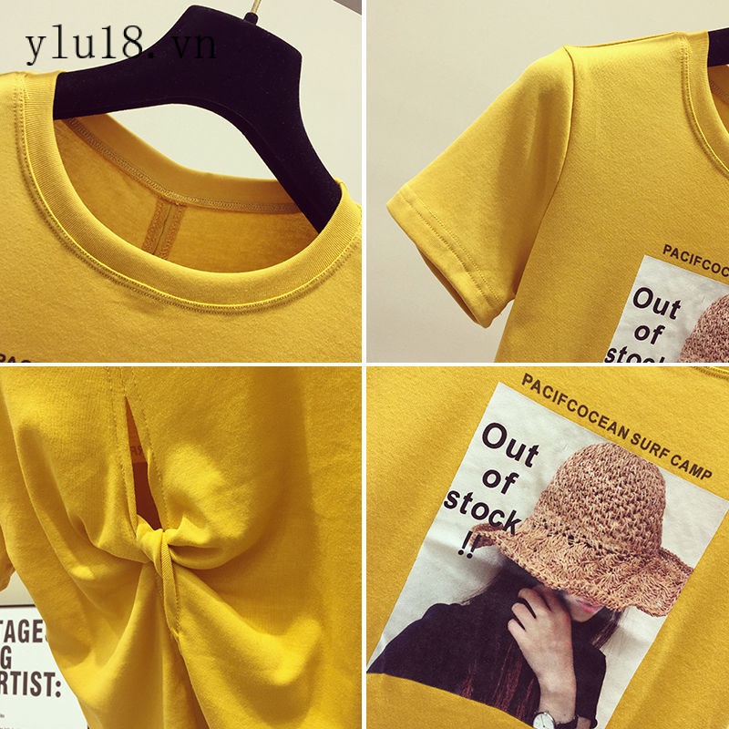 Áo Thun Ngắn Tay Dáng Ôm In Hình Máy Đan Chéo Sau Lưng Phong Cách Hàn Quốc Thời Trang 2022 Cho Nữ