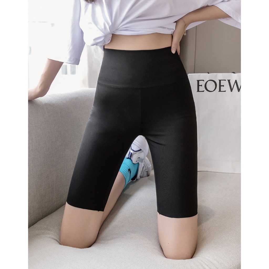 Quần legging đùi lửng ngố nữ cạp cao vải cotton co giãn ôm bó Geleva GE945