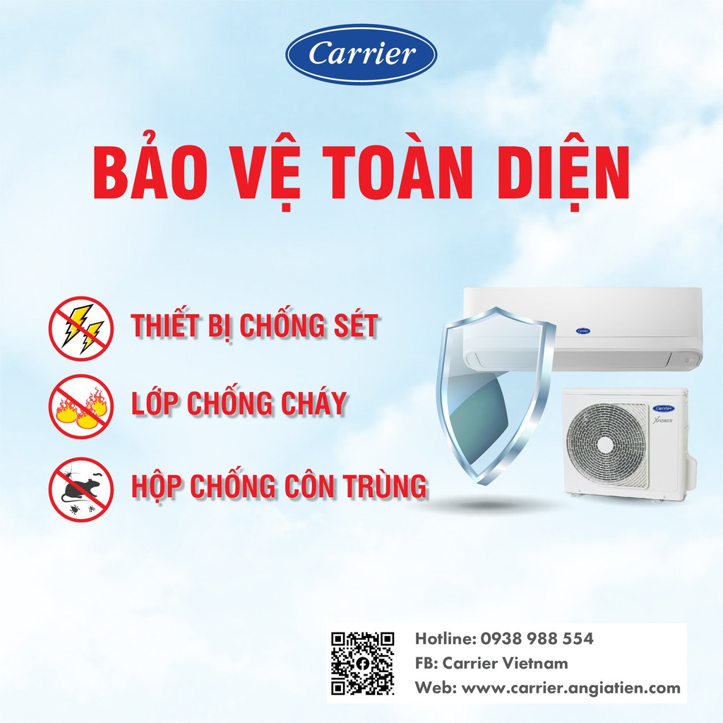 [MIỄN PHÍ ỐNG ĐỒNG] Máy lạnh Carrier 1 HP| Sản xuất tại Thái Lan| Miễn phí lắp đặt và vận chuyển| Giảm thêm 5%