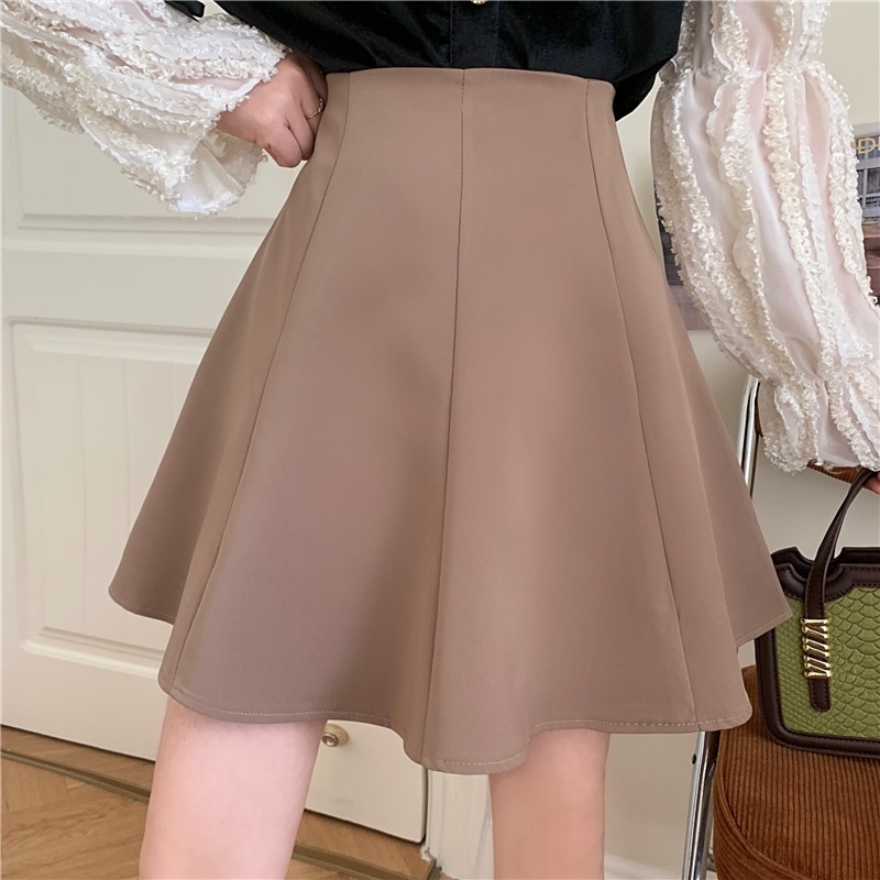 Chân váy Xiaozhainv dáng chữ A xòe lưng cao 5 màu sắc lựa chọn phong cách Hàn Quốc