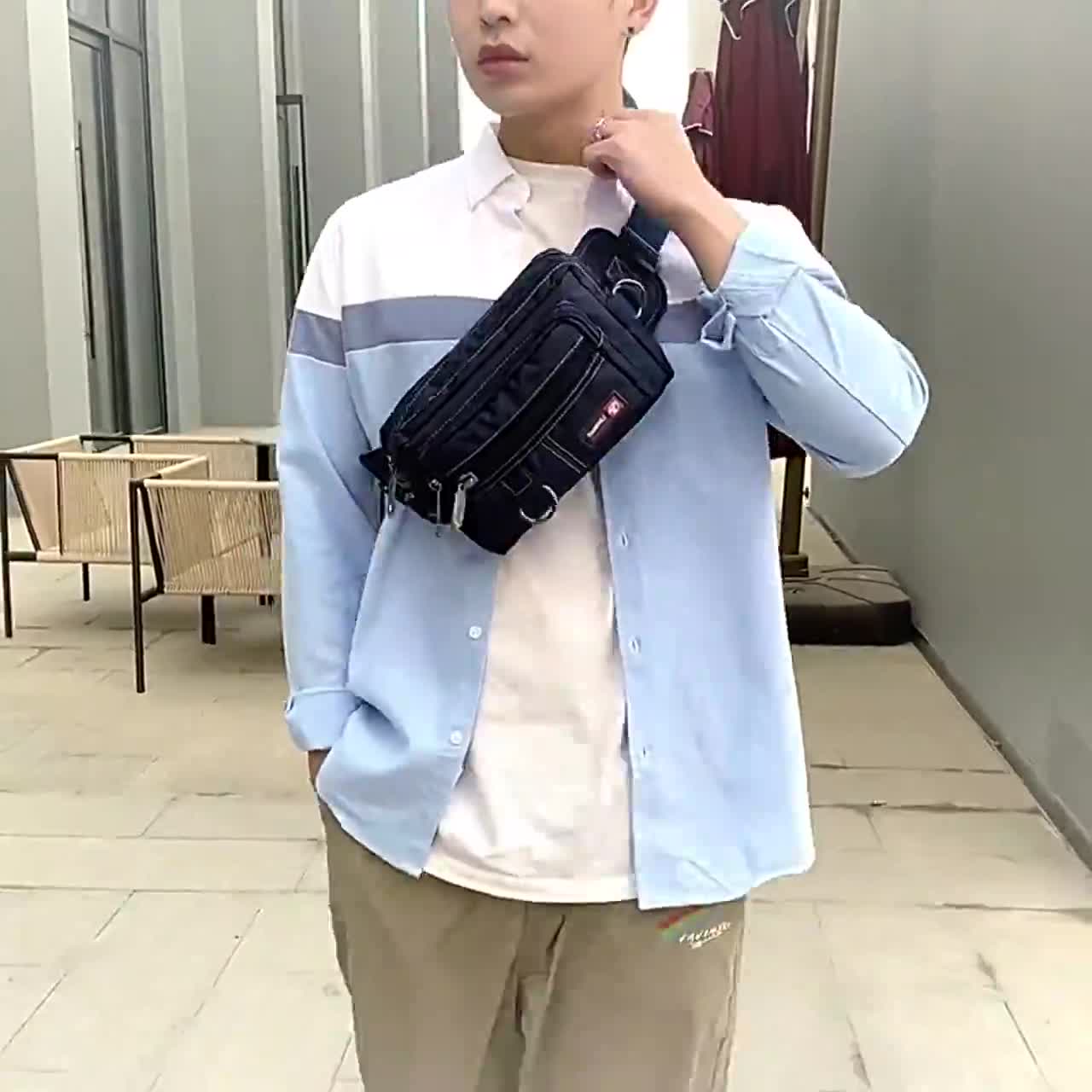 Túi đeo bao tử.trước bụng Shalla (đen,xanh) FV54 | BigBuy360 - bigbuy360.vn