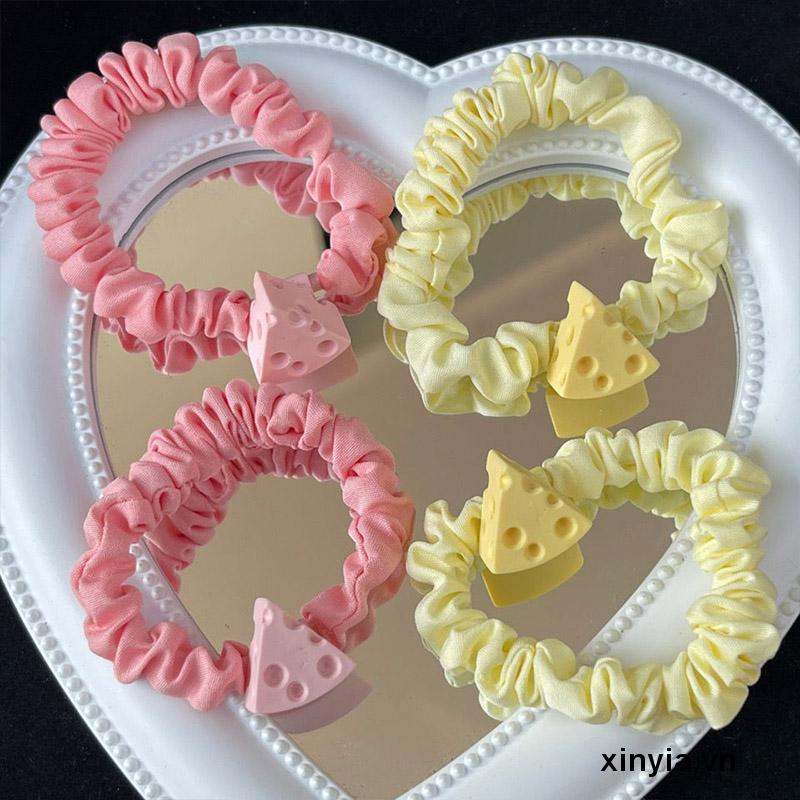 Dây Cột Tóc Cỡ Lớn Họa Tiết Hoạt Hình Phô Mai Dễ Thương 2023 Cho Nữ