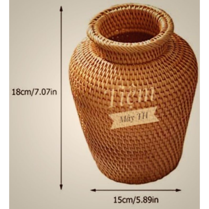 Bình đựng hoa khô, bình hoa làm bằng mây tre đan, trang trí, decor