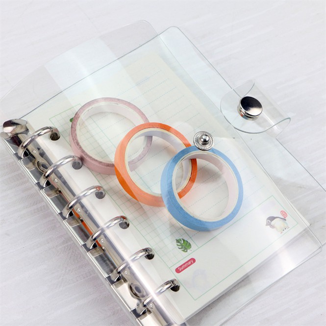 Bìa Sổ Tay Trong Suốt 6 Lỗ Gắn Khổ A5/A6/A7