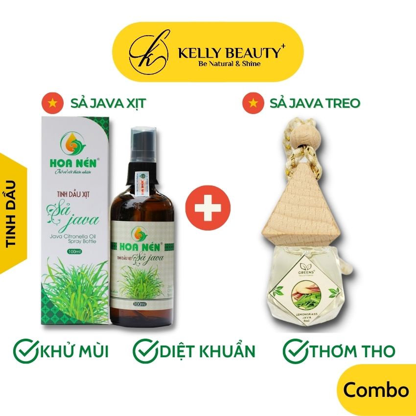 [HOTDEAL] Tinh Dầu Xịt Sả Java HOA NÉN 100ml &amp; Sả Java Treo 8ml - Khử Mùi, Kháng Khuẩn, Đuổi Côn Trùng | Kelly Beauty