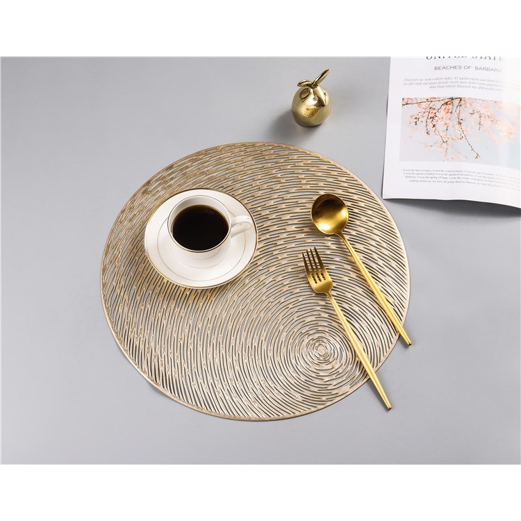 Tấm Lót Bàn Ăn Tròn Cách Nhiệt Sang Trọng Set Lót Bàn Ăn Vàng Gold Bắc Âu Placemat