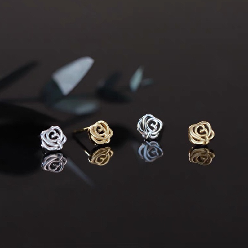 Bông Tai Mạ Bạc 925 Hình Hoa Hồng Mini Đơn Giản Cao Cấp Cho Nữ