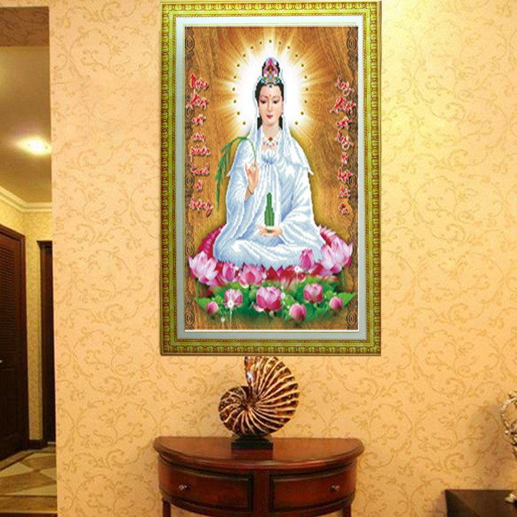 TRANH THÊU 3D QUAN ÂM NGỒI