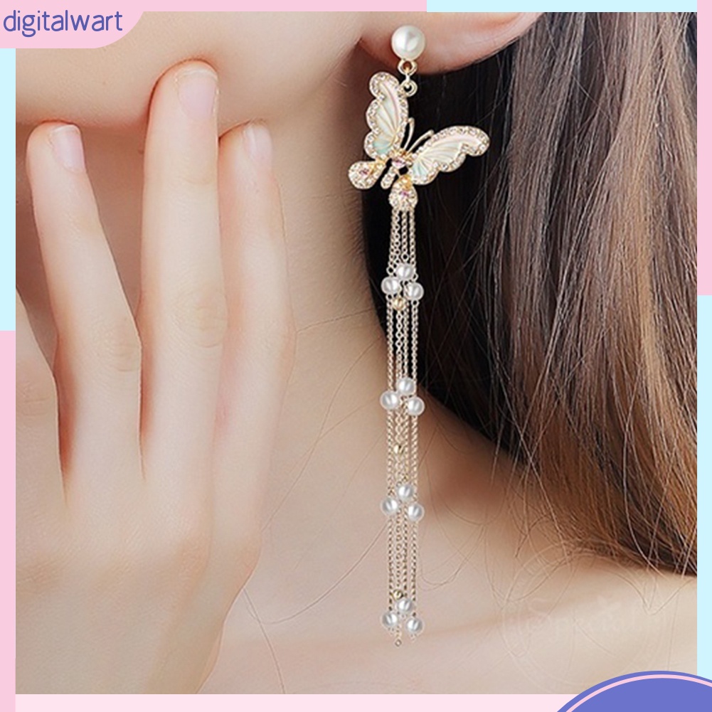 Đôi Khuyên Tai Dáng Dài Hình Bươm Bướm Đính Đá Thời Trang Cho Nữ