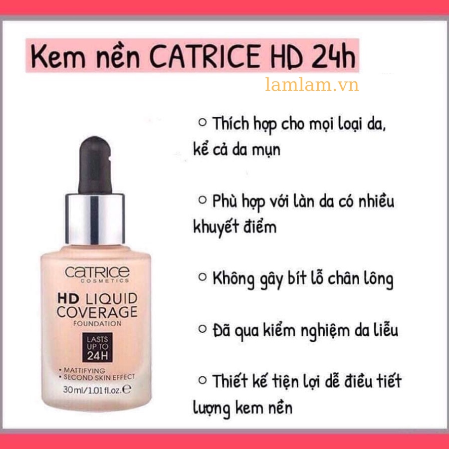 Kem Nền 24h CATRICE HD Liquid Coverage Foundation 30ml