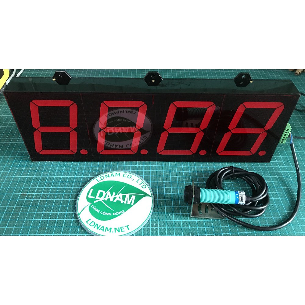 Bộ đếm sản phẩm 4 số lớn hiển thị lên LED 7 đoạn LDNam