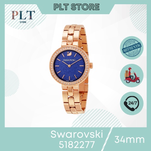 Đồng hồ nữ Swarovski 5182277 dây vàng , mặt xanh , Size 34mm Full Box