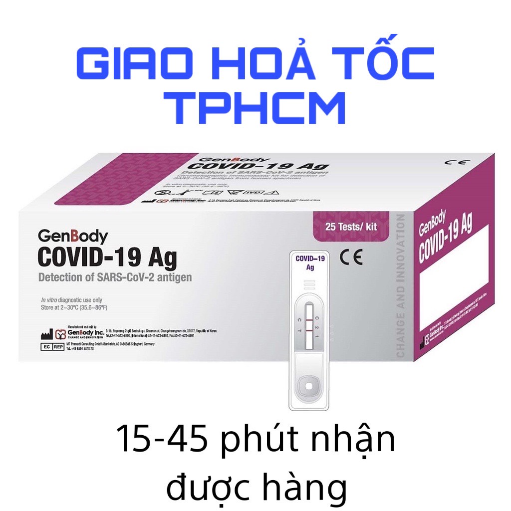Bộ kit test nhanh Covid-19 Hàn Quốc GENBODY độ chính xác cao có que nhỏ lấy mẫu, không gây đau.