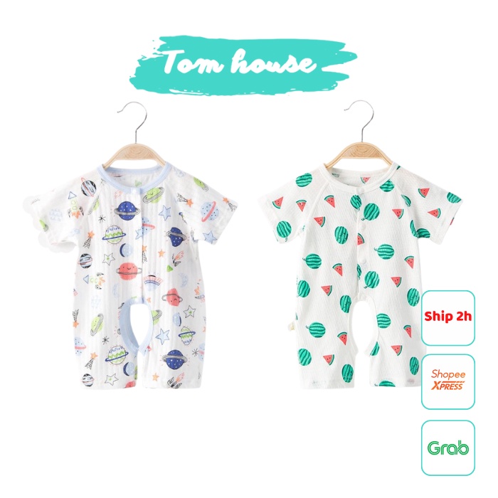 Bộ Body Đùi Cúc Giữa Cộc Tay Mùa Hè Họa Tiết Dễ Thương Cho Bé Trai Bé Gái Sơ Sinh Tomhouse 𝟑𝟔𝐁𝐃𝐃𝐔